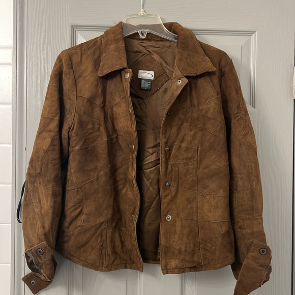 Vintage Rave Suede Jacket Silk lined Size L - Picture 1 of 4